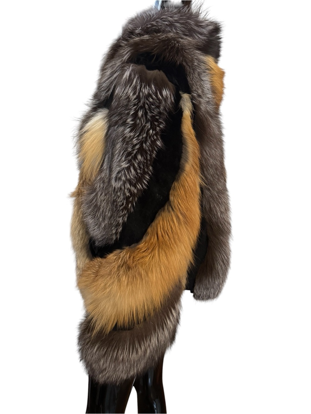 Luxury Golden silver black fox Multi-Color Fur fox Jacket  Women's Fashion Coat - Picture 4 of 17
